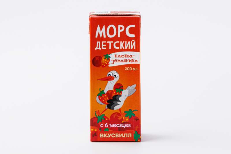Морс детский клюква-земляника, 200 мл